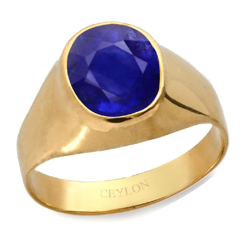 Diamond band ring for women-Ceylon Gems Blue Sapphire Neelam 9.3cts or 10.25ratti stone Bold Panchdhatu Ring