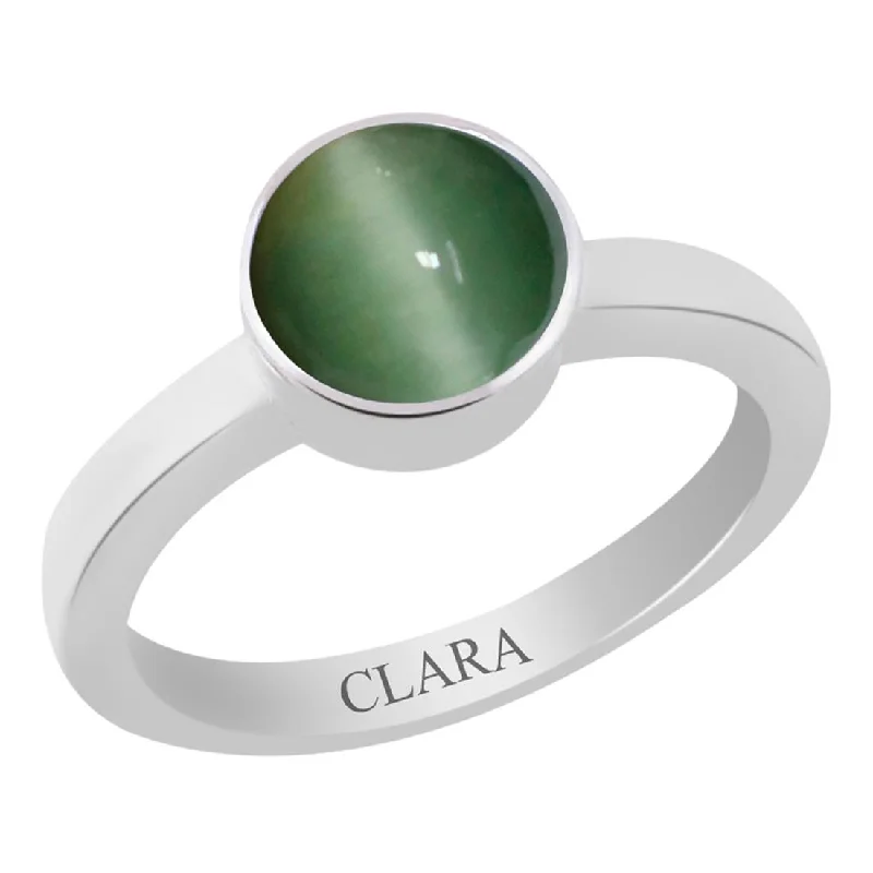 Gold band ring for women-Certified Cat's Eye Lehsuniya Elegant Silver Ring 8.3cts or 9.25ratti