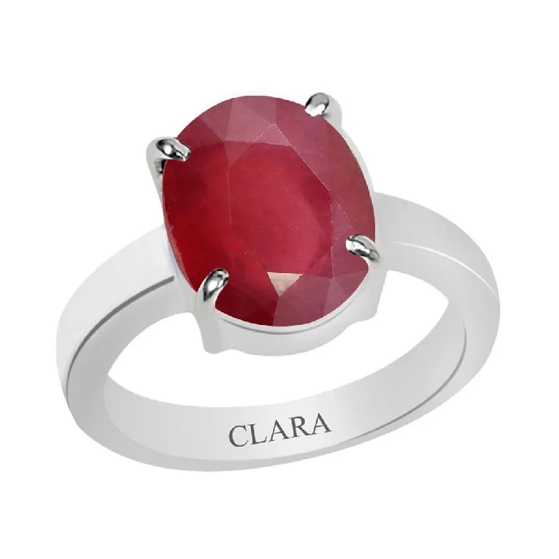 Gold engagement ring for women-Certified Ruby Premium (Manik) Prongs Silver Ring 4.8cts or 5.25ratti