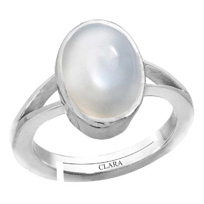 Solitaire diamond ring for women-Certified Moonstone 3.9cts or 4.25ratti 92.5 Sterling Silver Adjustable Ring