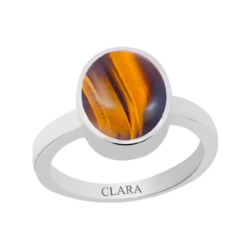 Vintage engagement ring for women-Certified Tiger Eye Elegant Silver Ring 5.5cts or 6.25ratti