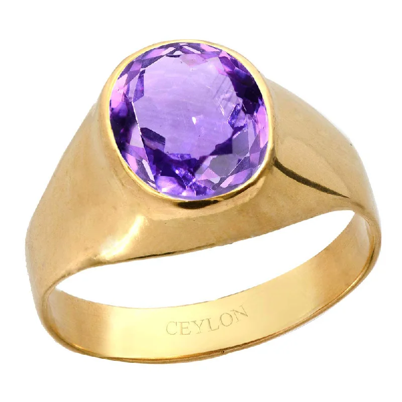 Diamond eternity ring for women-Ceylon Gems Amethyst Katela 4.8cts or 5.25ratti stone Bold Panchdhatu Ring