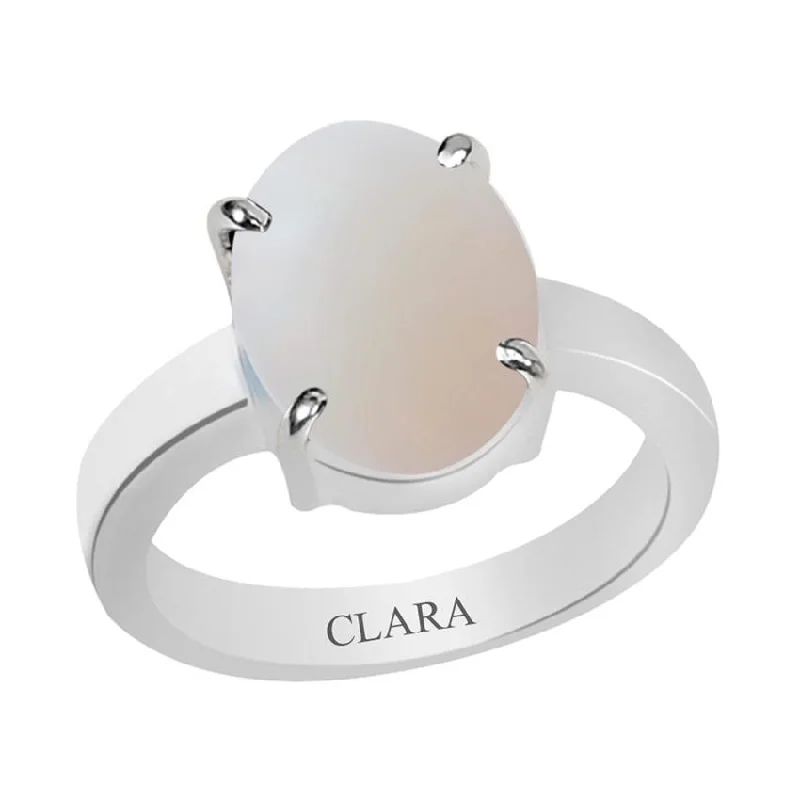 Personalized name ring for women-Certified Opal Prongs Silver Ring 4.8cts or 5.25ratti