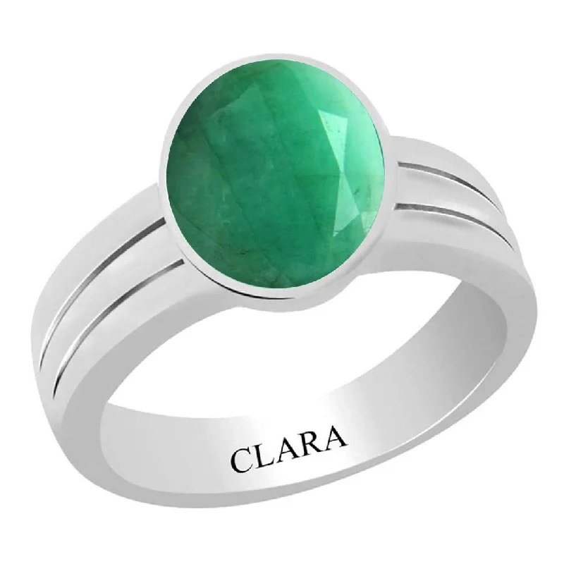 Platinum wedding band for women-Certified Emerald Panna Stunning Silver Ring 8.3cts or 9.25ratti