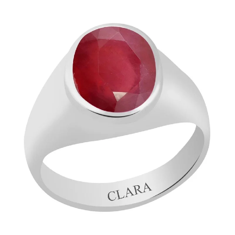 Ruby ring for women-Certified Ruby Premium (Manik) Bold Silver Ring 3.9cts or 4.25ratti