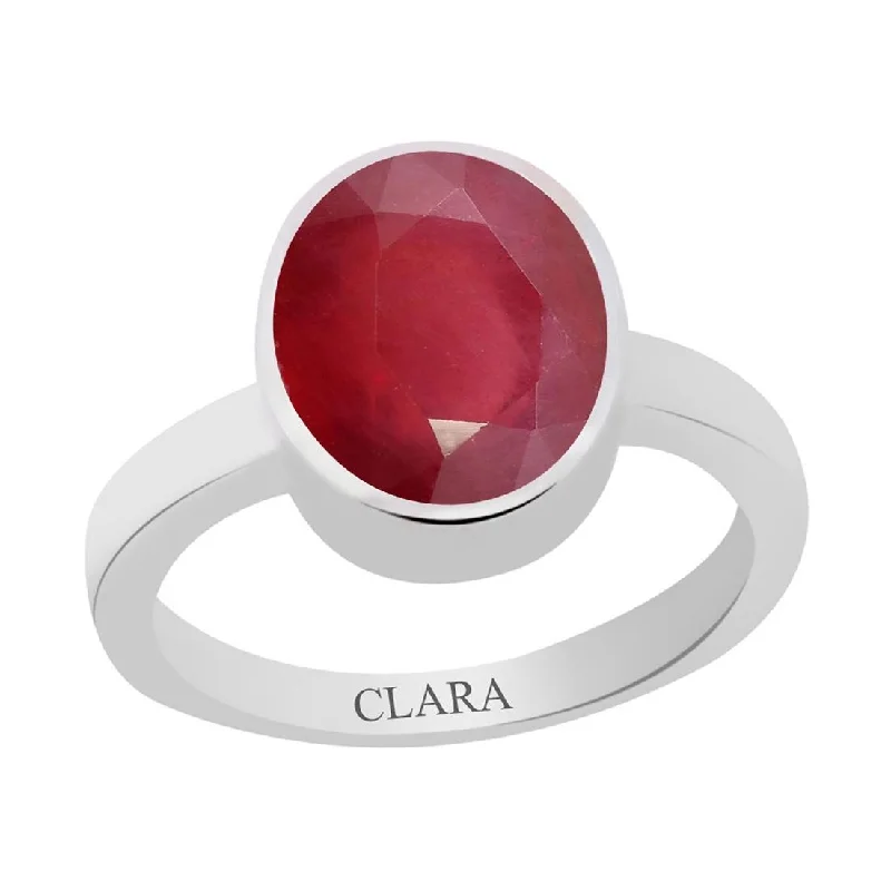 Emerald ring for women-Certified Ruby Premium (Manik) Elegant Silver Ring 4.8cts or 5.25rattii