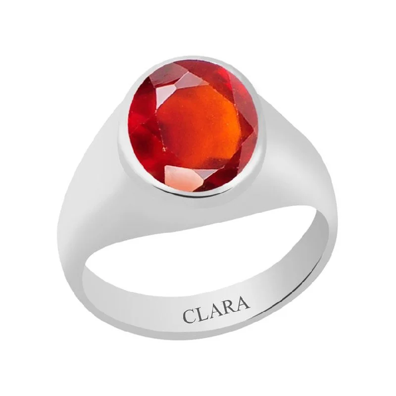 Simple diamond ring for women-Certified Gomed Hessonite Bold Silver Ring 7.5cts or 8.25ratti