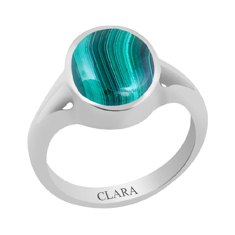 Two-tone ring for women-Certified Malachite (Daana Firang) Zoya Silver Ring 9.3cts or 10.25ratti