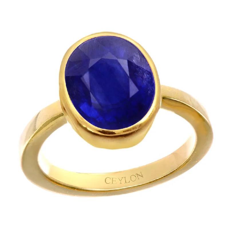 Gold diamond ring for women-Ceylon Gems Blue Sapphire Neelam 4.8cts or 5.25ratti stone Elegant Panchdhatu Ring