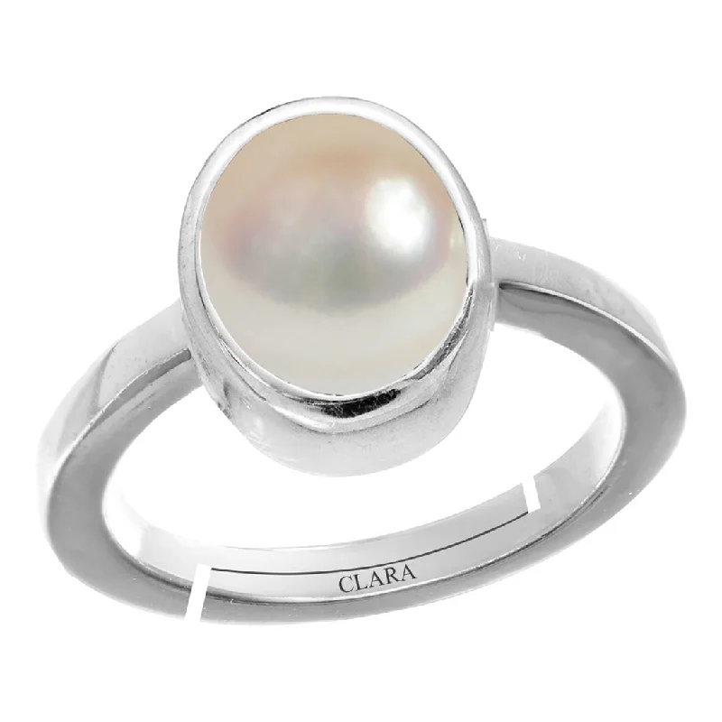 Cocktail ring for women-Certified Pearl Moti 3cts or 3.25ratti 92.5 Sterling Silver Adjustable Ring