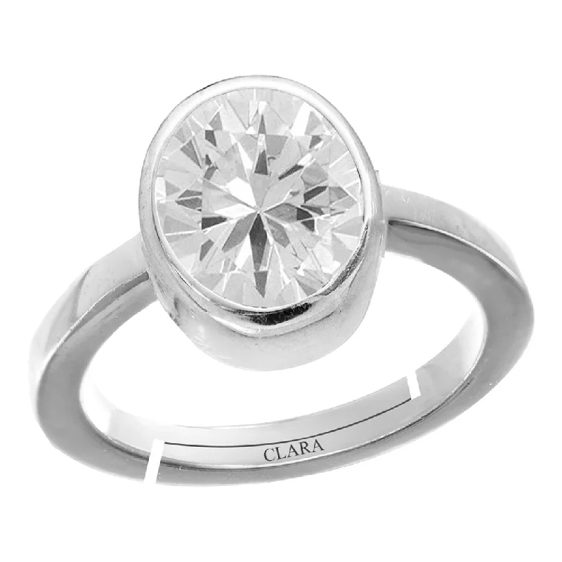 Designer ring for women-Certified Zircon 5.5cts or 6.25ratti 92.5 Sterling Silver Adjustable Ring