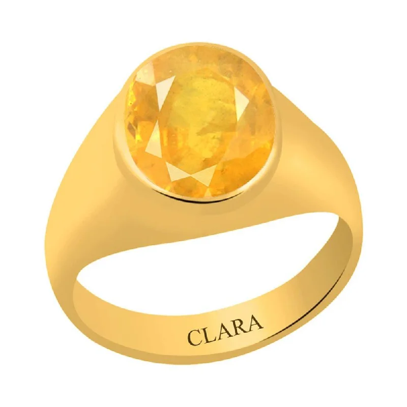 Classic ring for women-Certified Yellow Sapphire Pukhraj Bold Panchdhatu Ring 3cts or 3.25ratti