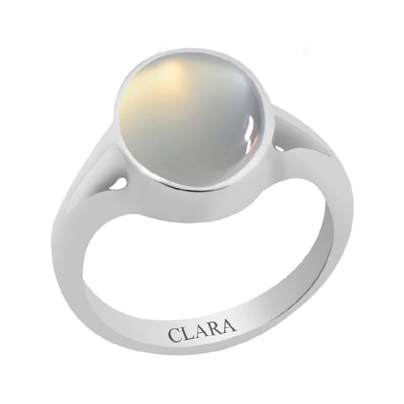 Silver solitaire ring for women-Certified Moonstone Zoya Silver Ring 9.3cts or 10.25ratti