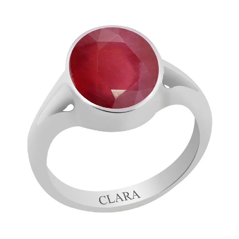 Heart-shaped ring for women-Certified Ruby Premium (Manik) Zoya Silver Ring 3.9cts or 4.25ratti