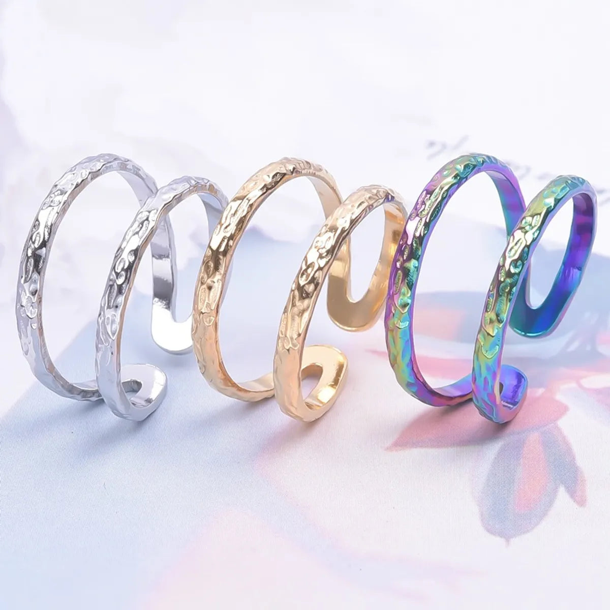 Adjustable ring for women-Wholesale Jewelry Simple Style Solid Color 304 Stainless Steel 18K Gold Plated Polishing Rings