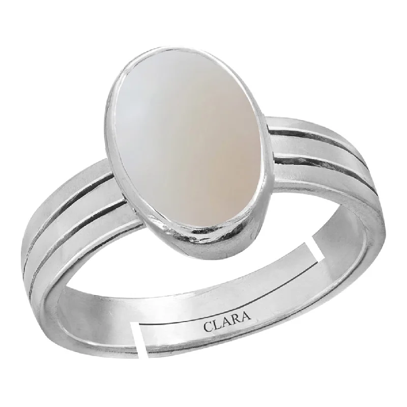 Platinum wedding band for women-Certified Opal 8.3cts or 9.25ratti 92.5 Sterling Silver Adjustable Ring