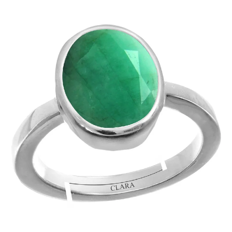 Cluster ring for women-Certified Emerald Panna 7.5cts or 8.25ratti 92.5 Sterling Silver Adjustable Ring