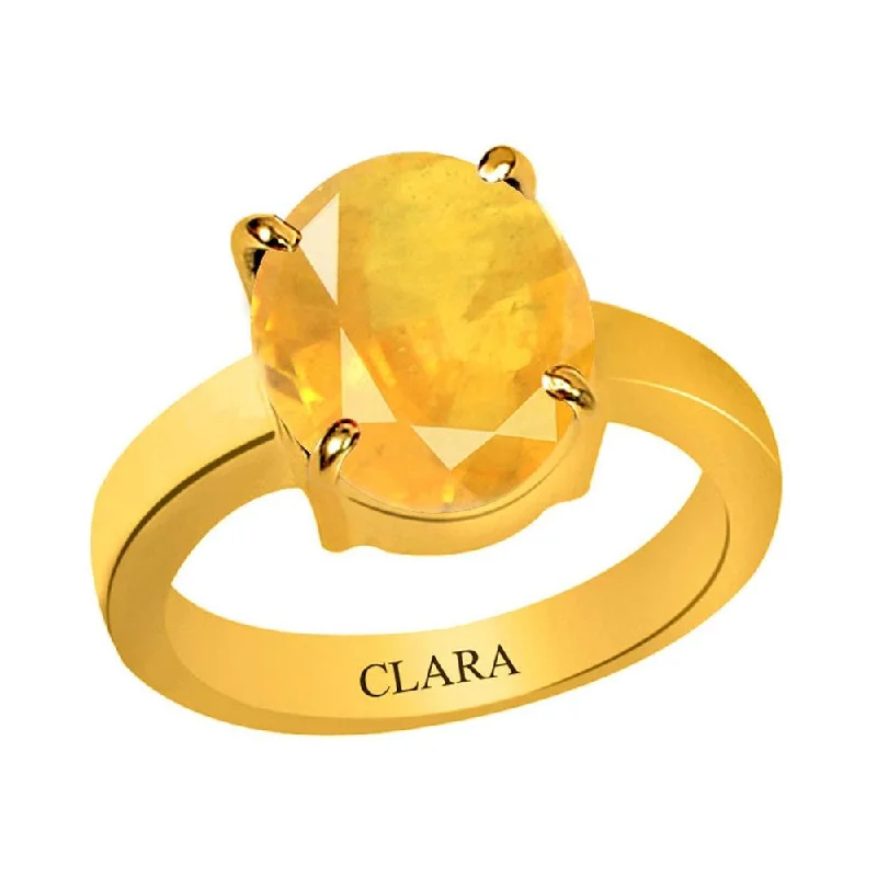 Topaz ring for women-Certified Yellow Sapphire Pukhraj Prongs Panchdhatu Ring 3.9cts or 4.25ratti