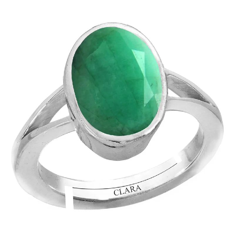 Modern minimalist ring for women-Certified Emerald Panna 3.9cts or 4.25ratti 92.5 Sterling Silver Adjustable Ring