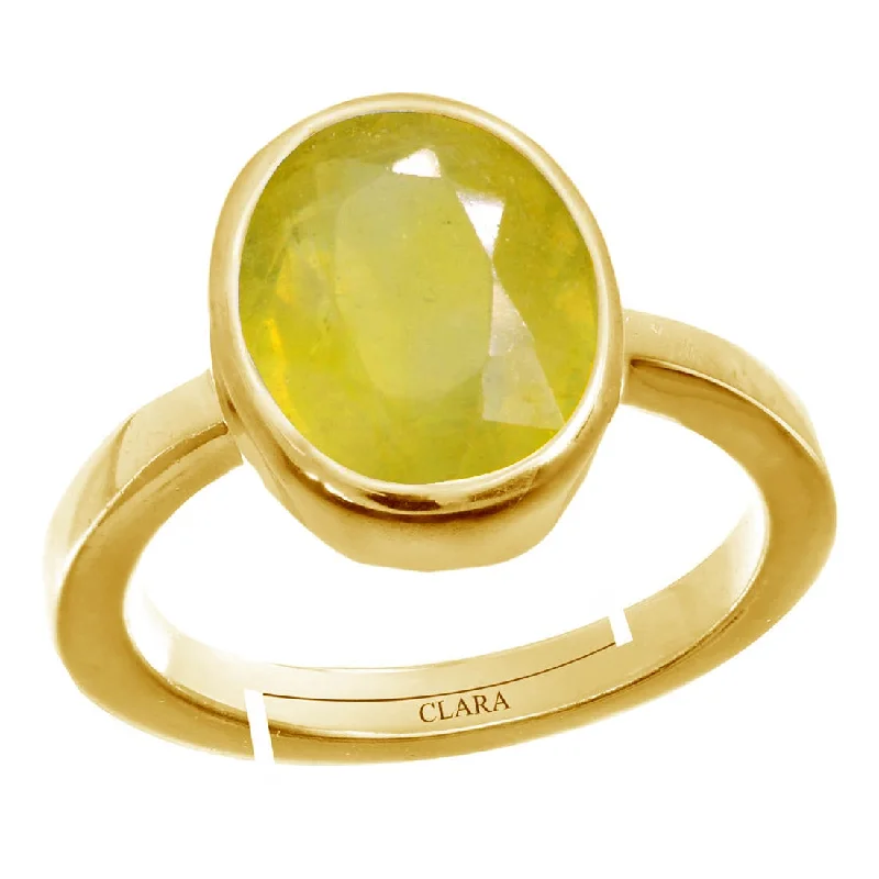 Unique ring for women-CLARA Certified Original Yellow Sapphire Pukhraj Gemstone 3.25 to 10.25 ratti or 3 to 9.3 carat Panchdhatu adjustable Ring for Men & Women