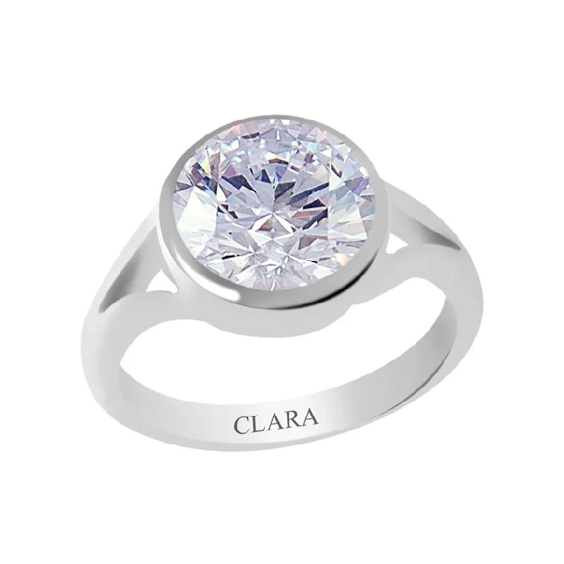 Modern minimalist ring for women-Certified Zircon Zoya Silver Ring 3.9cts or 4.25ratti