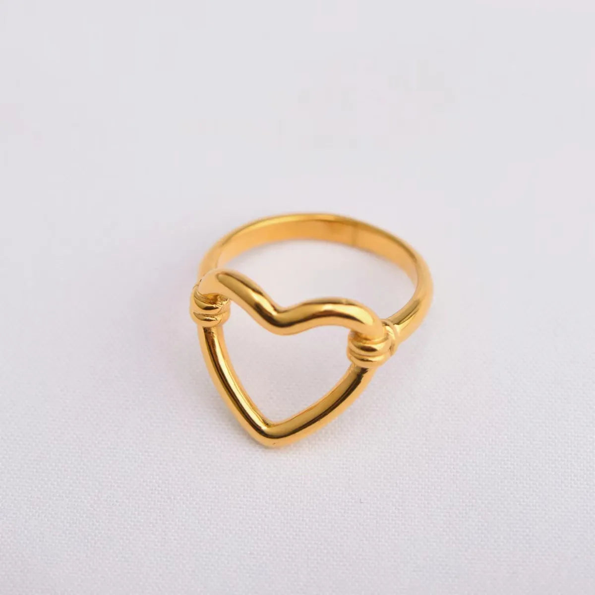 Unique wedding ring for women-Wholesale Jewelry Classic Style Heart Shape Stainless Steel 18K Gold Plated Plating Rings