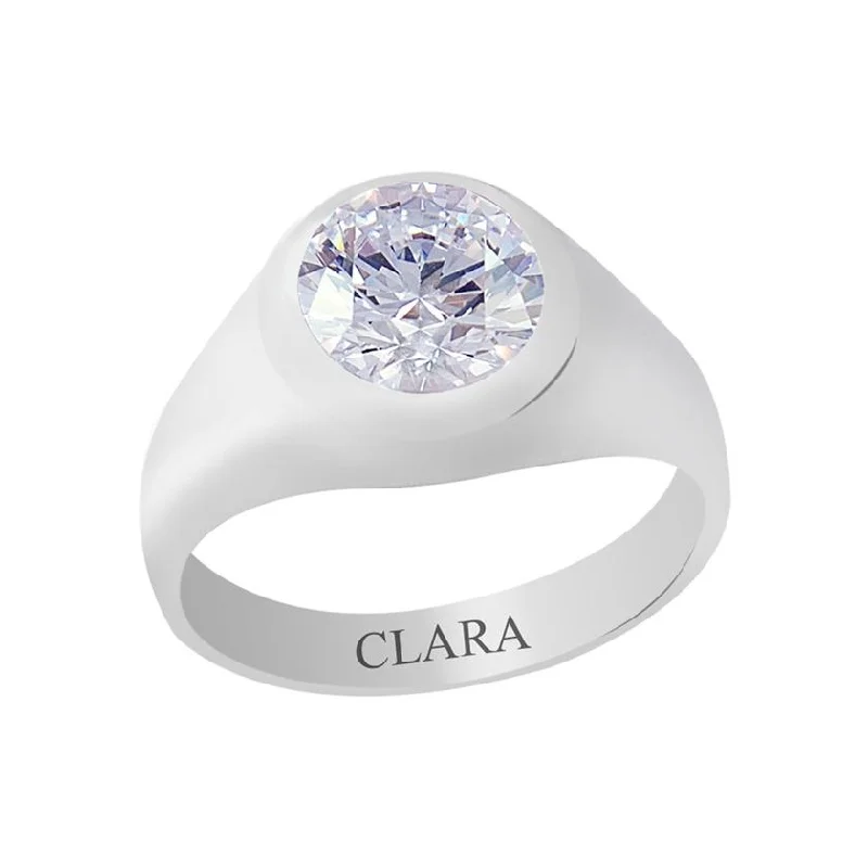 Classic ring for women-Certified Zircon Bold Silver Ring 6.5cts or 7.25ratti