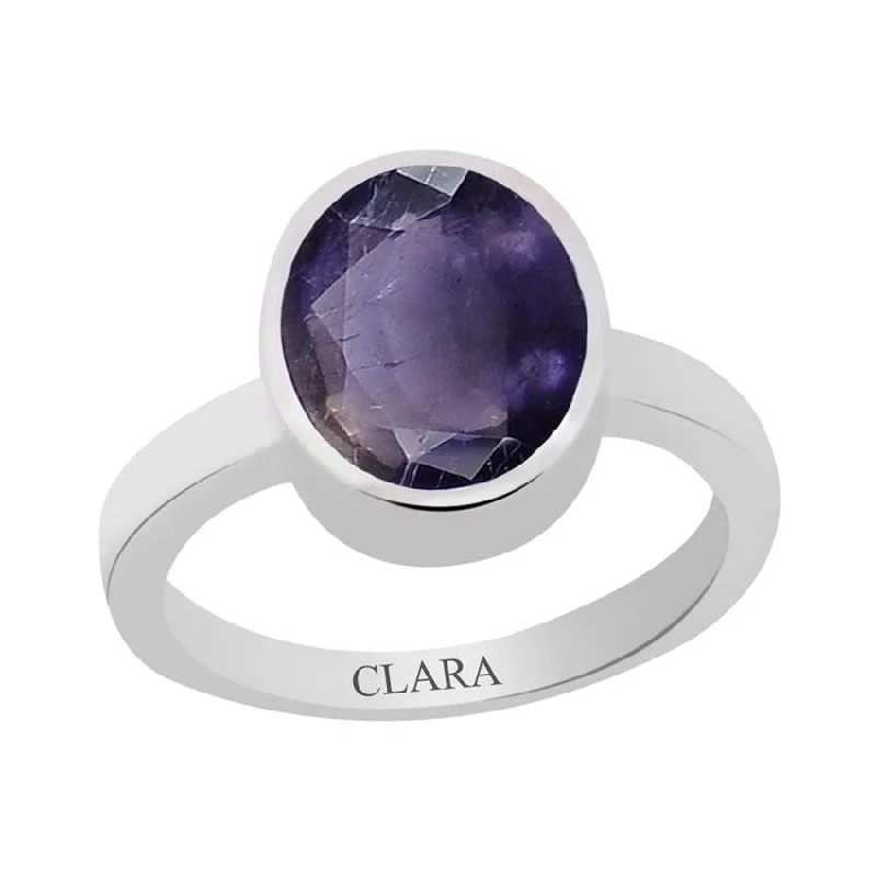 Simple gold ring for women-Certified Iolite Neeli Elegant Silver Ring 8.3cts or 9.25ratti