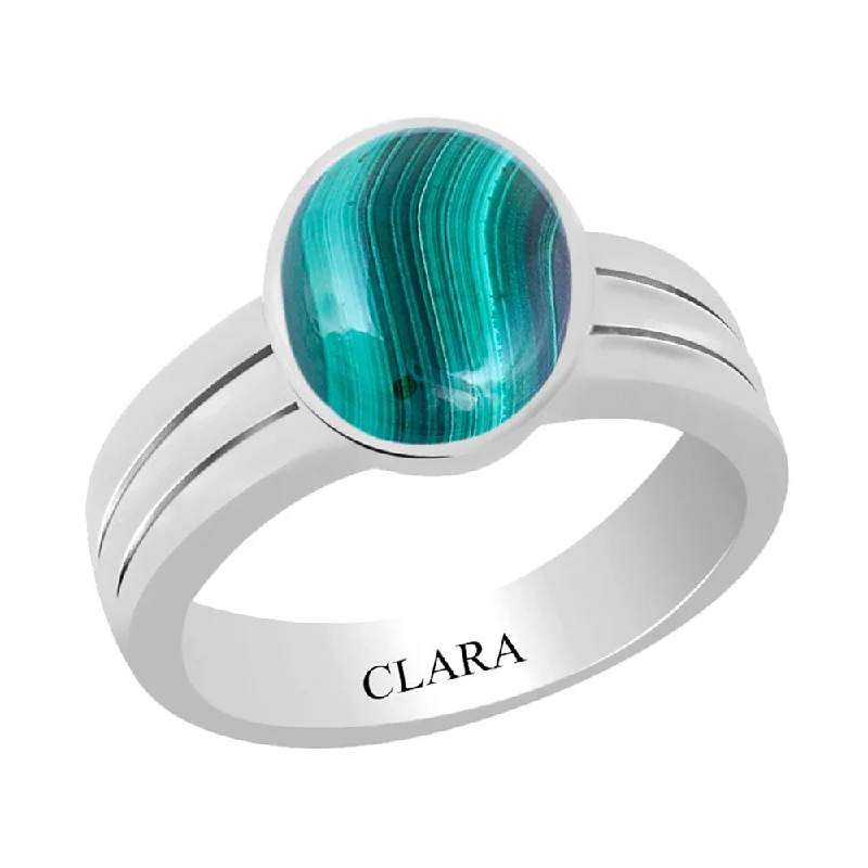 Engraved wedding ring for women-Certified Malachite (Daana Firang) Stunning Silver Ring 9.3cts or 10.25ratti