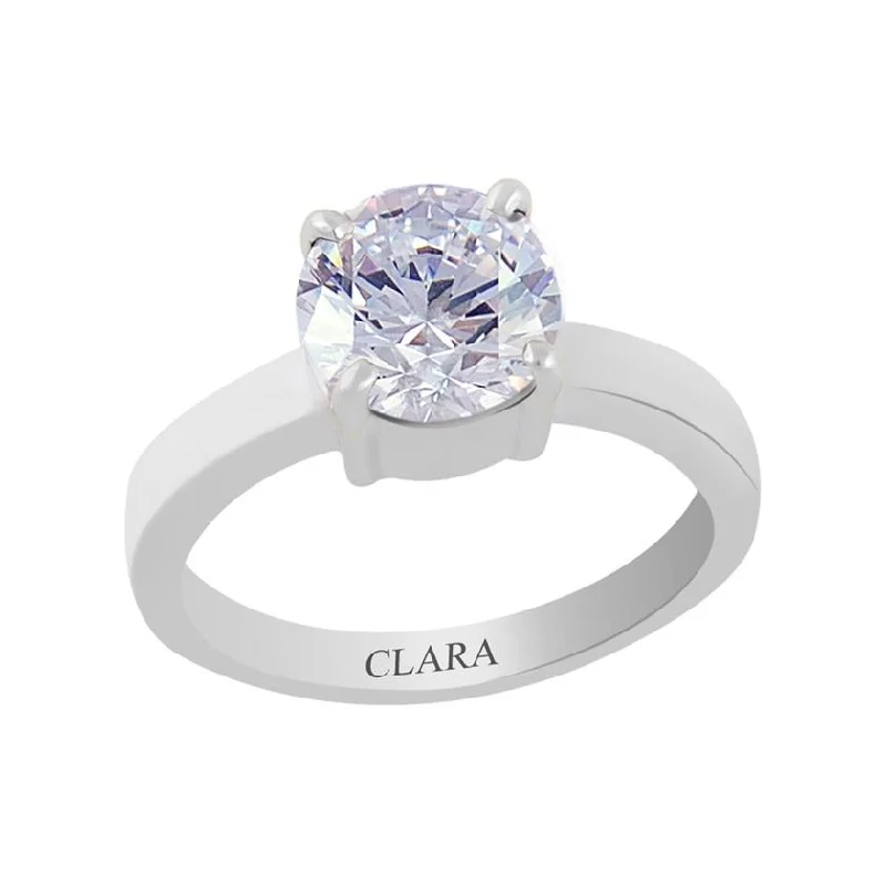 Designer engagement ring for women-Certified Zircon Prongs Silver Ring 3cts or 3.25ratti