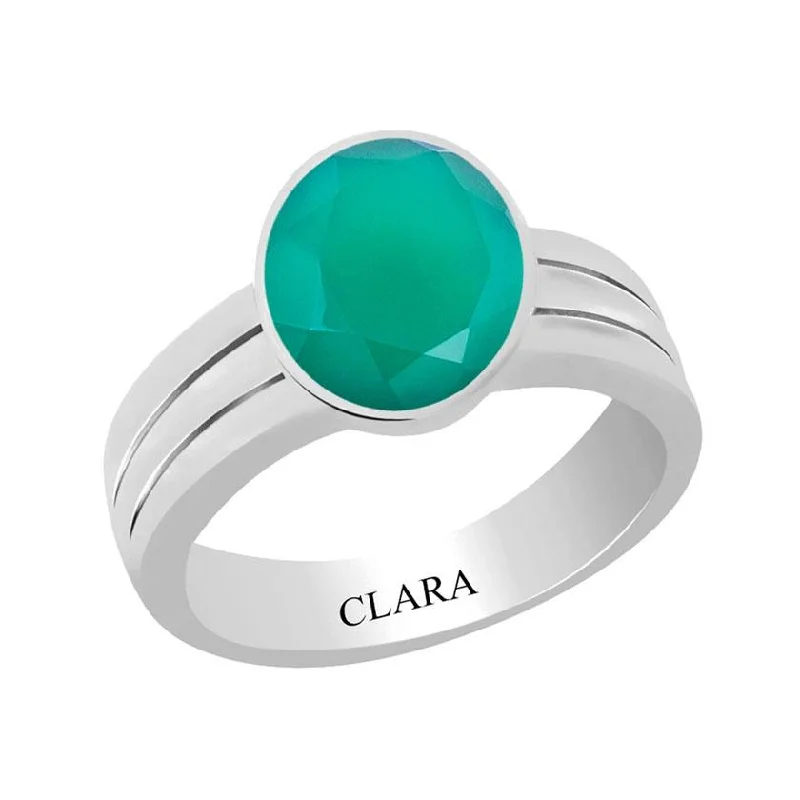 Custom diamond ring for women-Certified Green Onyx Haqiq Stunning Silver Ring 8.3cts or 9.25ratti