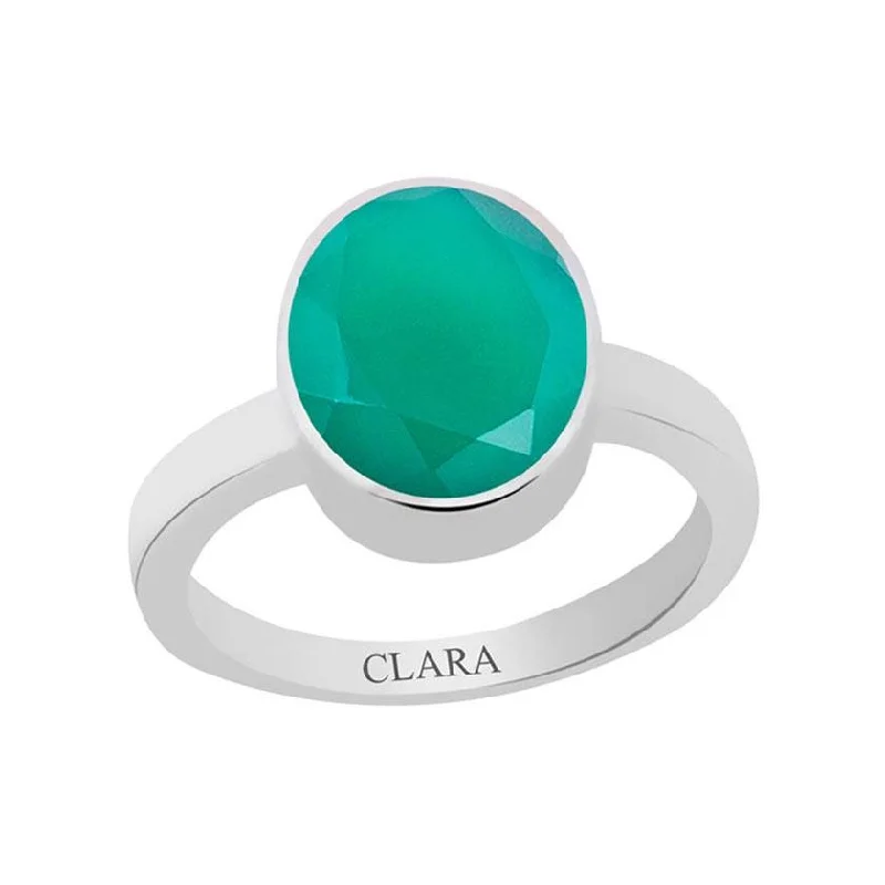 Large diamond ring for women-Certified Green Onyx Haqiq Elegant Silver Ring 5.5cts or 6.25ratti