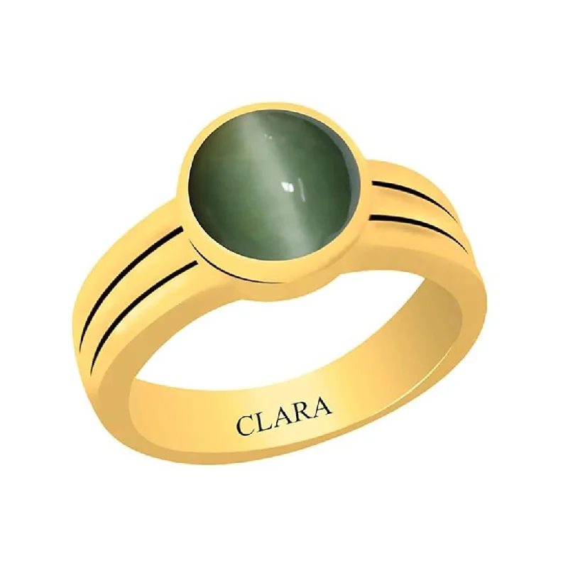 Promise ring with gemstone for women-Certified Cats' Eye Lehsuniya Stunning Panchdhatu Ring 3cts or 3.25ratti